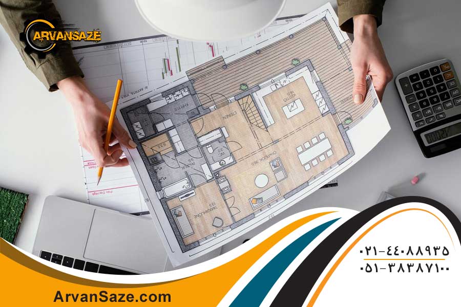 تصویر چاپ شده یک نقشه ساختمان تخصصی